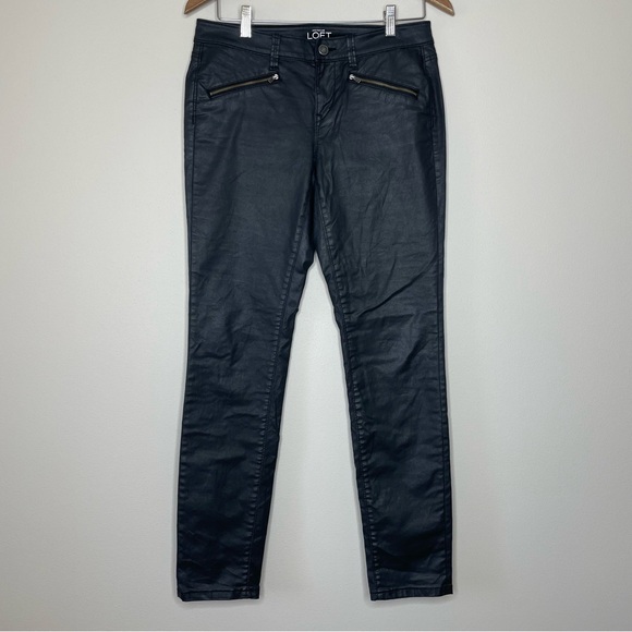 LOFT Denim - LOFT Factory Women's Sleek Black Modern Skinny Jeans with a Faux Leather Finish